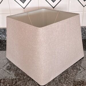 Large Square Gray Cloth Covered Lampshade, 11” Square Top x 24” Square Bottom